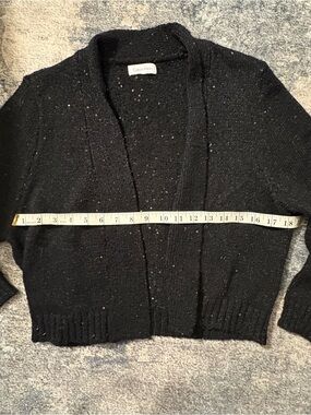 Calvin Klein Black Sequin Open-Front Women's Sweater